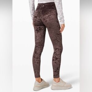 Lululemon Wunder Lounge High-Rise Tight 28" Crushed Velvet Brown Womens Size 2